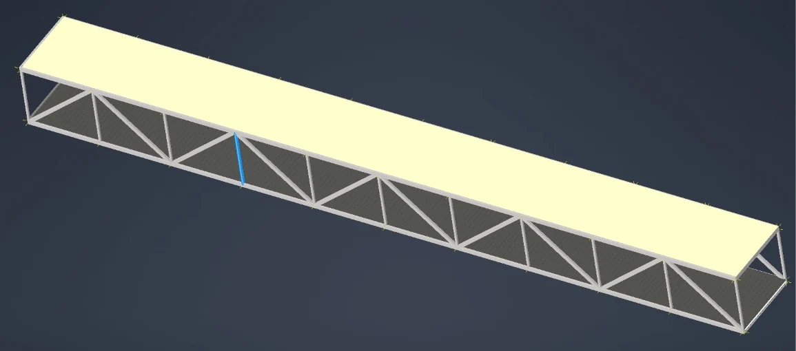 3D Inventor model of the footbridge: steel truss with deck