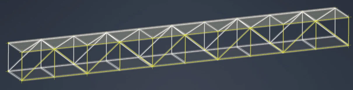 3D wireframe of the footbridge truss